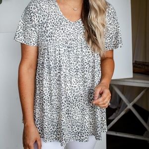 Lime & Chili Leopard Print Babydoll Top